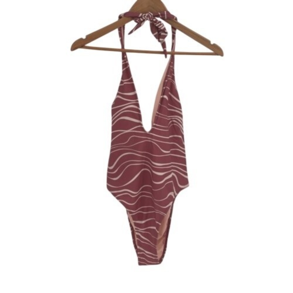 Cupshe Swimsuit‎ One Piece Halter Women's Size Medium Pink White New